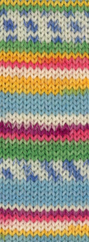 Landlust DIE SOCKENWOLLE 6-f 150g | 917 - Pink/Weiß/Hell-/Veilchenblau/Grün/Orchidee/Gelb Gestreift