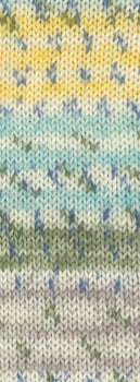 LANDLUST DIE SOCKENWOLLE - Tropfen | 511 - Ecru/Vanille/Minttürkis/Taupe/Graugrün/Jeansblau Gestreift