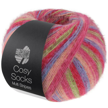 COSY SOCKS MULTI STRIPES | 152 - Tulpenrot/Veilchenblau/Lachsrosa/Pink/Hellgrün