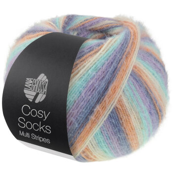 COSY SOCKS MULTI STRIPES | 153 - Lavendel/Graublau/Lachs/Creme/Türkis