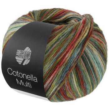 COTONELLA MULTI | 110 - Oliv/Petrol/Weißgrün/Rotviolett/Orange bunt*